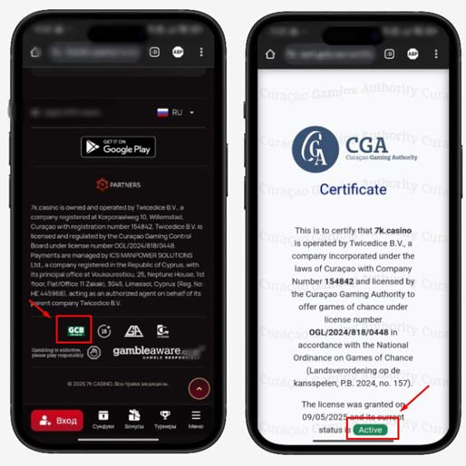 Лицензия 7K Casino